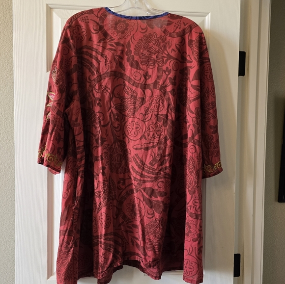 Gudrun Sjoden Tunic Blouse Red with Embroidery - Picture 5 of 5